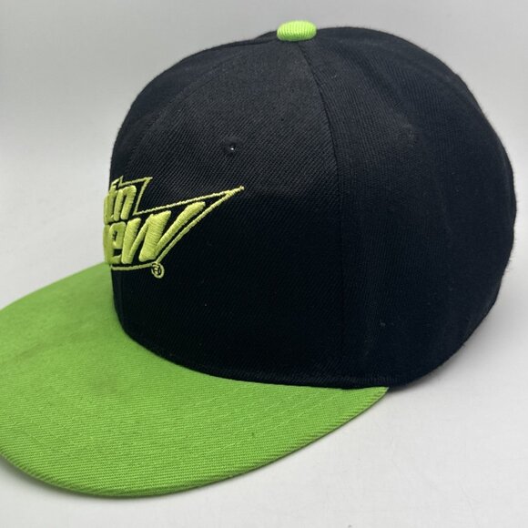 Mountain Dew Snapback Hat Cap Flat Bill Puff Embroidered Logo Multicolor - Picture 2 of 4